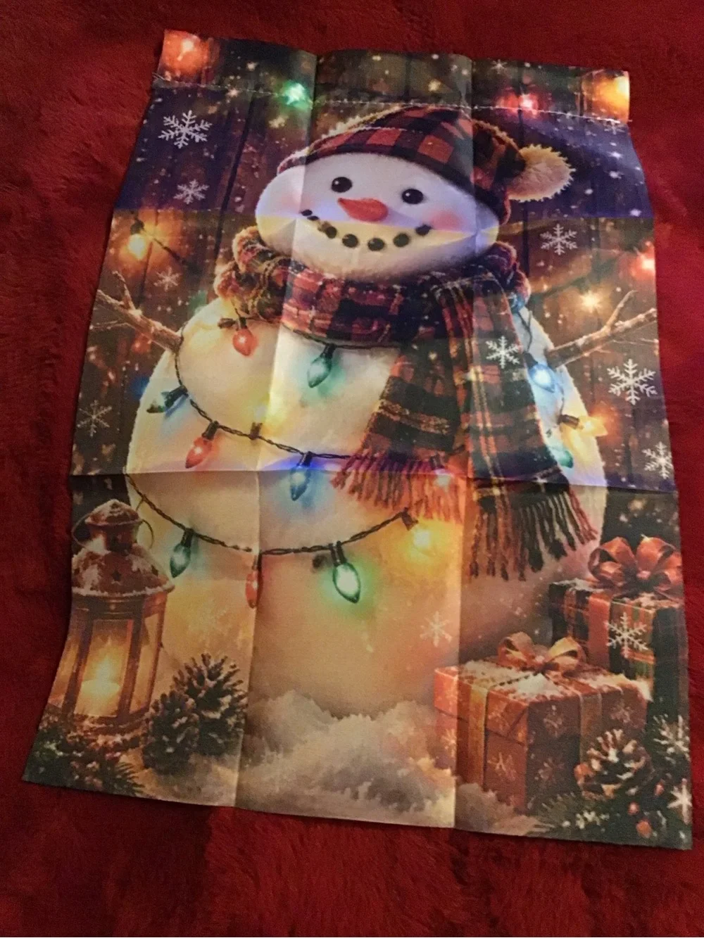 Really cute snowman mini garden flag